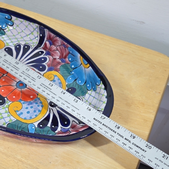 Talavara Mexican Pottery Floral Ceramic Oval Platter/Dish 0476 - Picture 5 of 7